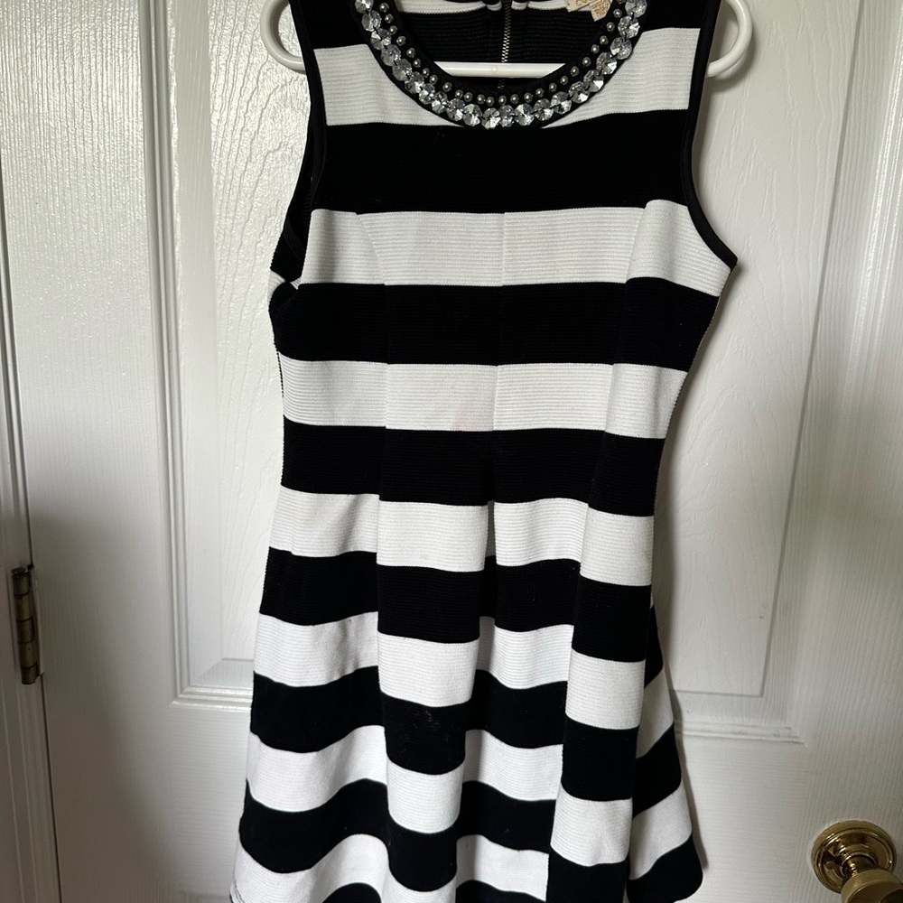 Black and White Striped Mini Dress
